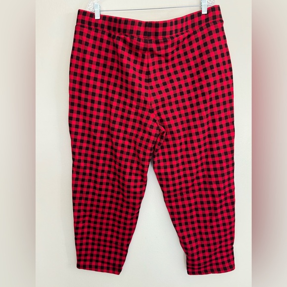 LANDS’ END Serious Sweats Flannel Lined - Women's Plus Size 1X Red/Black Buffalo - Picture 9 of 13